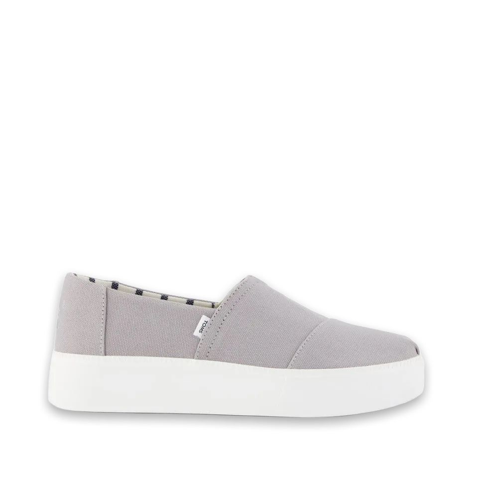 TOMS Womens Asher Platform Slip On Sneaker Grey Canvas