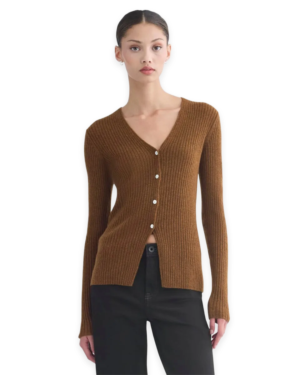 Everlane Cashmere Ribbed V-Neck Cardigan