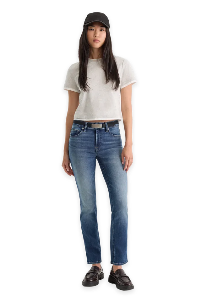 Good American SOFT TECH MID RISE CIGARETTE JEANS · NEWCREST