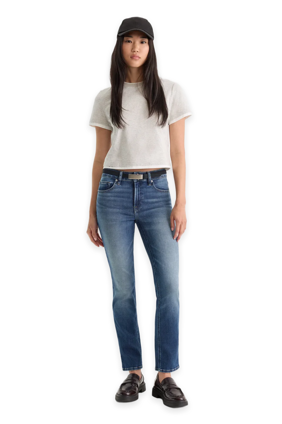 Good American SOFT TECH MID RISE CIGARETTE JEANS · NEWCREST
