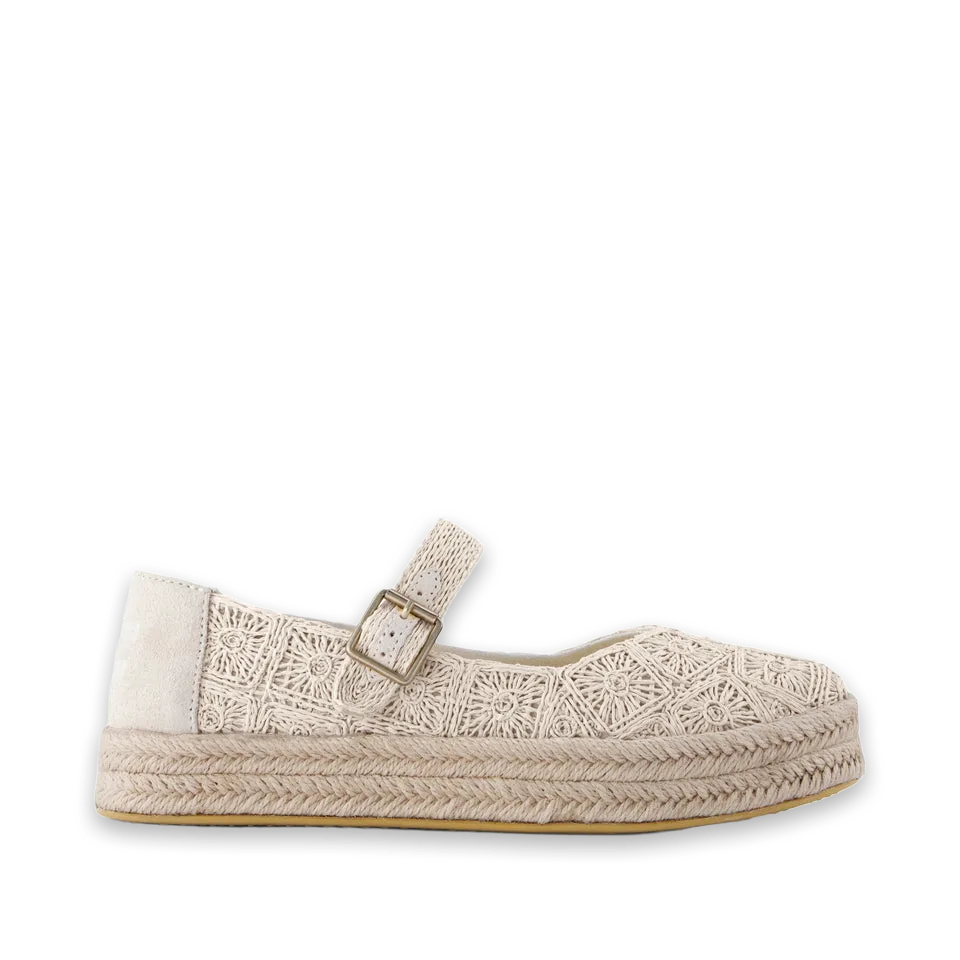 TOMS Womens Carolina Mary Jane Espadrille Undyed Floral Raffia