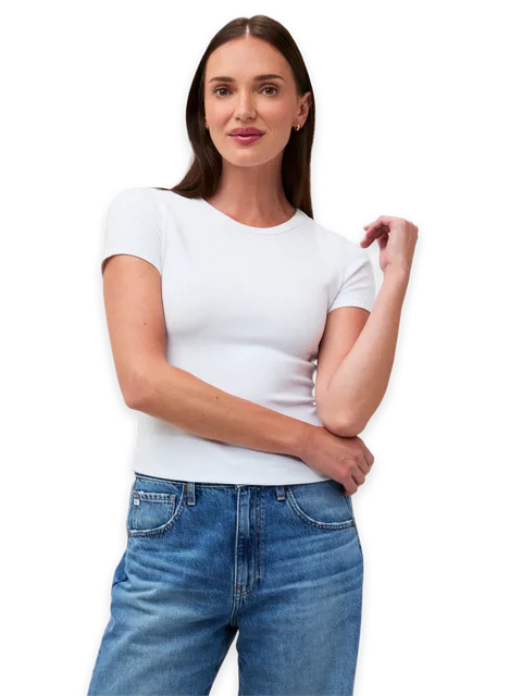 Fresh Clean Threads White Ribbed Crew Tee