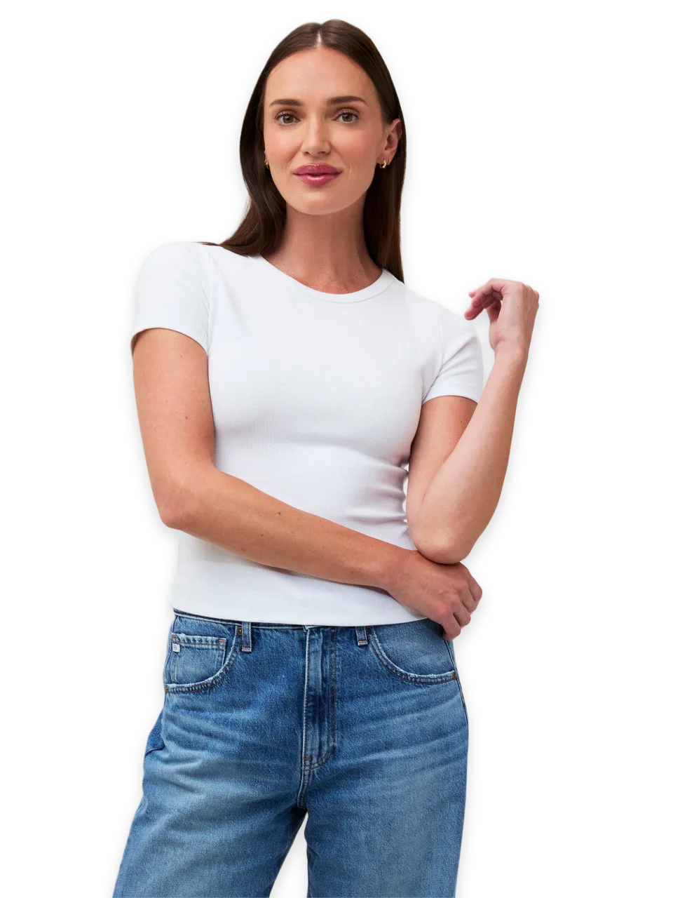 Fresh Clean Threads White Ribbed Crew Tee