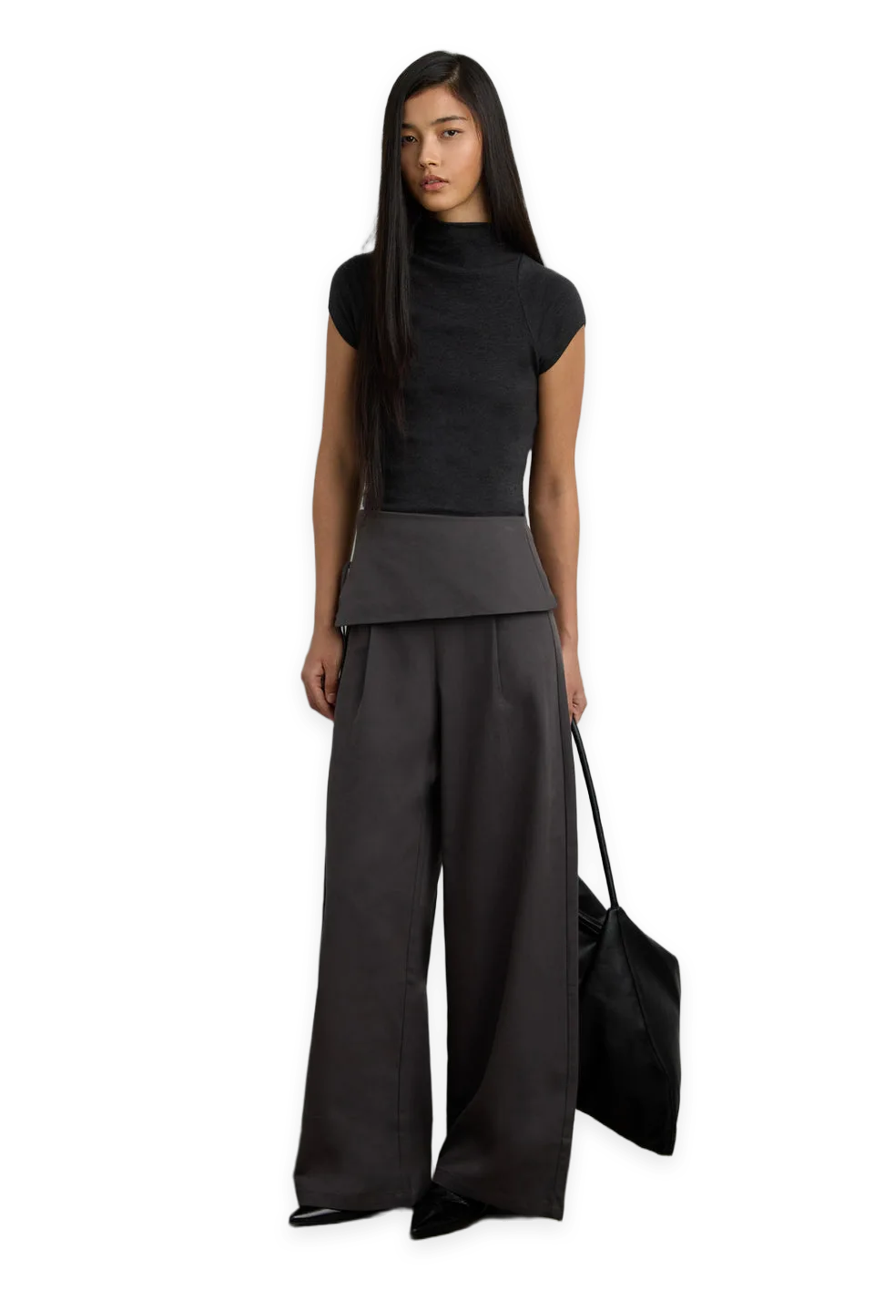 Oak + Fort WIDE LEG PANT WITH FOLDOVER WAIST