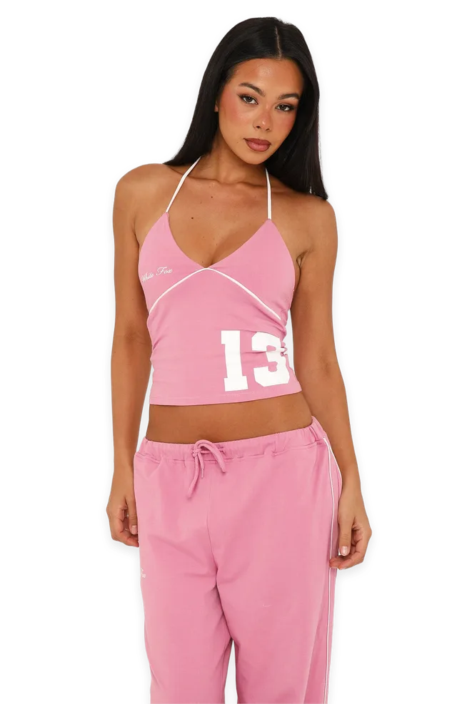 White Fox Can't Help The Feeling Halter Top Dusty Plum
