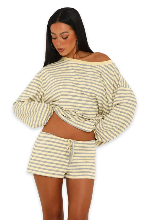 White Fox Touchdown Relaxed Shorts Lemon/Grey Marle