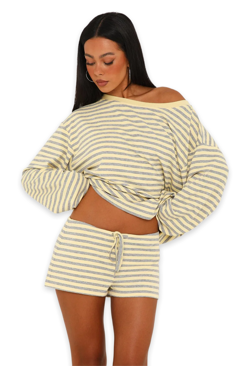 White Fox Touchdown Relaxed Shorts Lemon/Grey Marle, photo 2