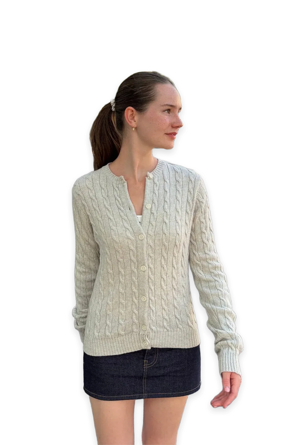Brandy Melville Olsen Wool Cable Knit Cardigan