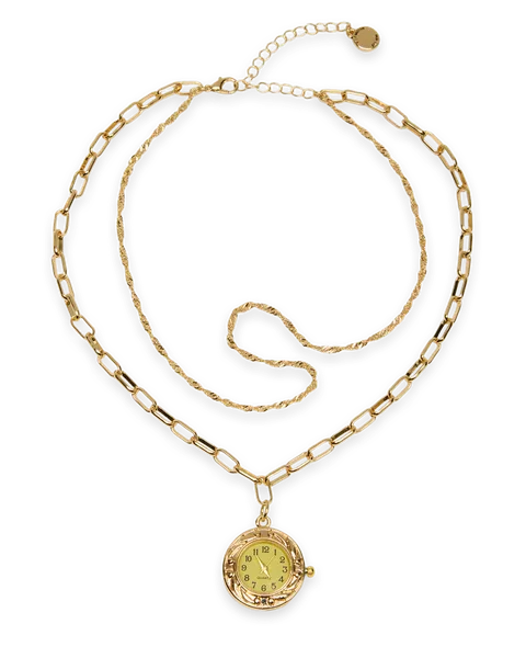 Steve Madden WATCH PENDANT NECKLACE GOLD