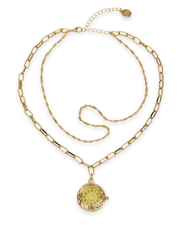 Steve Madden WATCH PENDANT NECKLACE GOLD