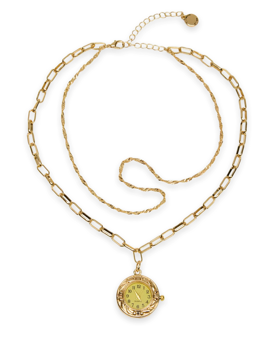 Steve Madden WATCH PENDANT NECKLACE GOLD