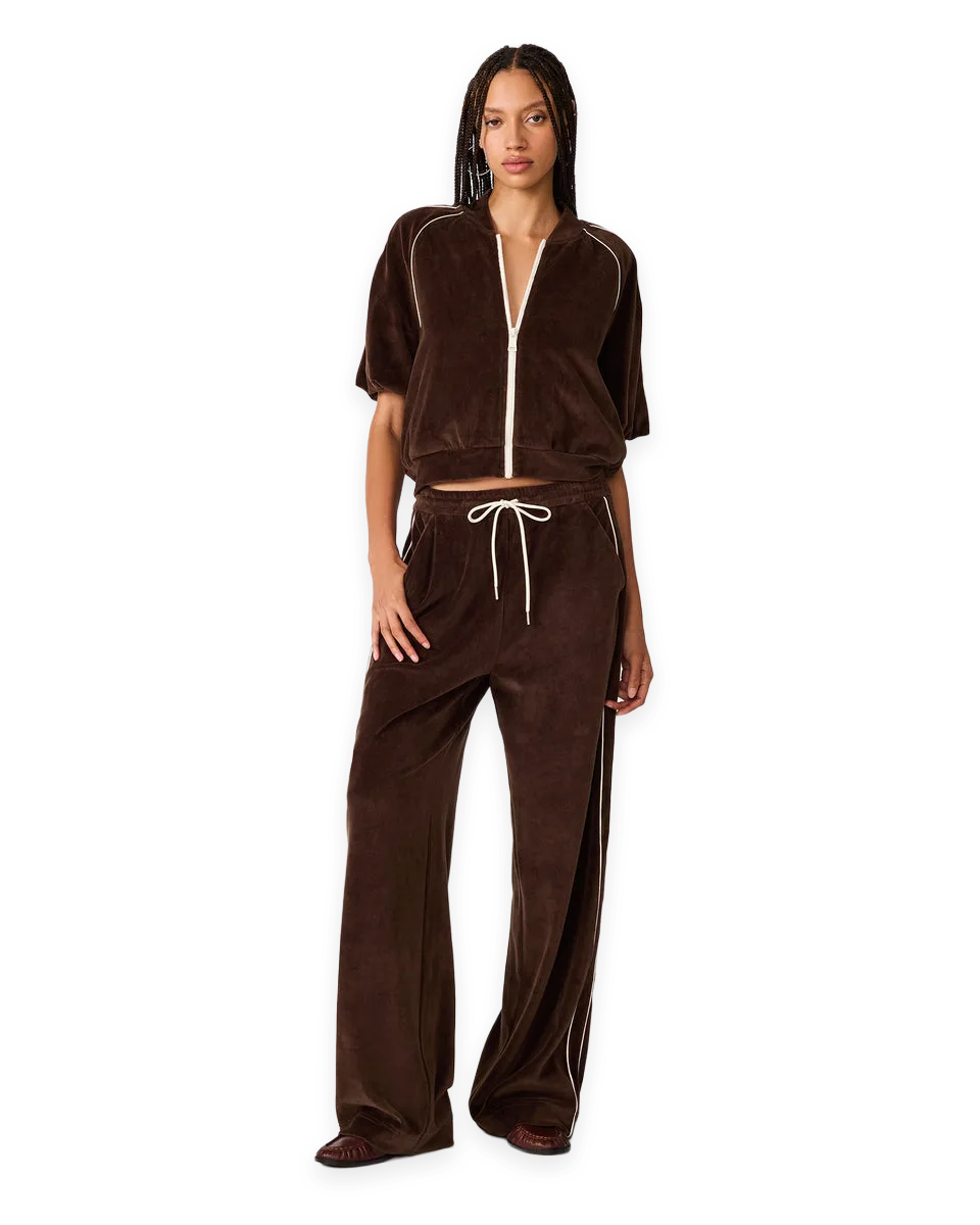 Steve Madden VELOUR TRACK JACKET DARK ESPRESSO