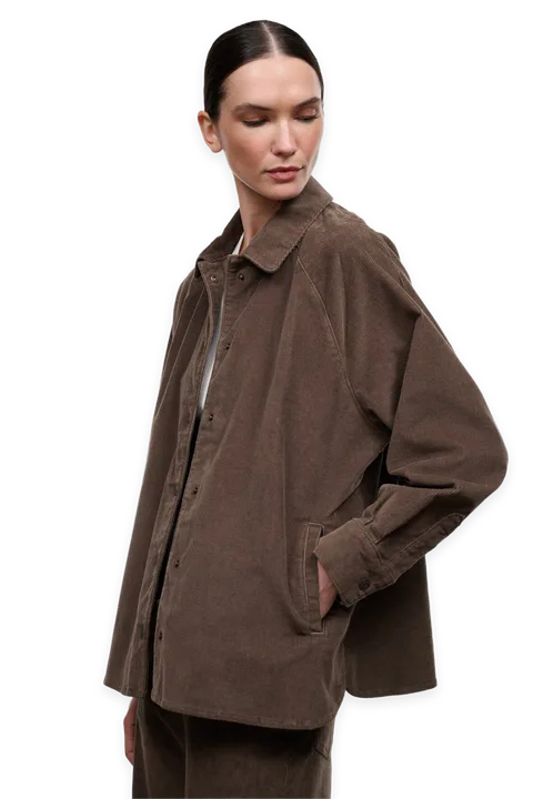 Staud Myles Shirt Jacket · Oyster Corduroy