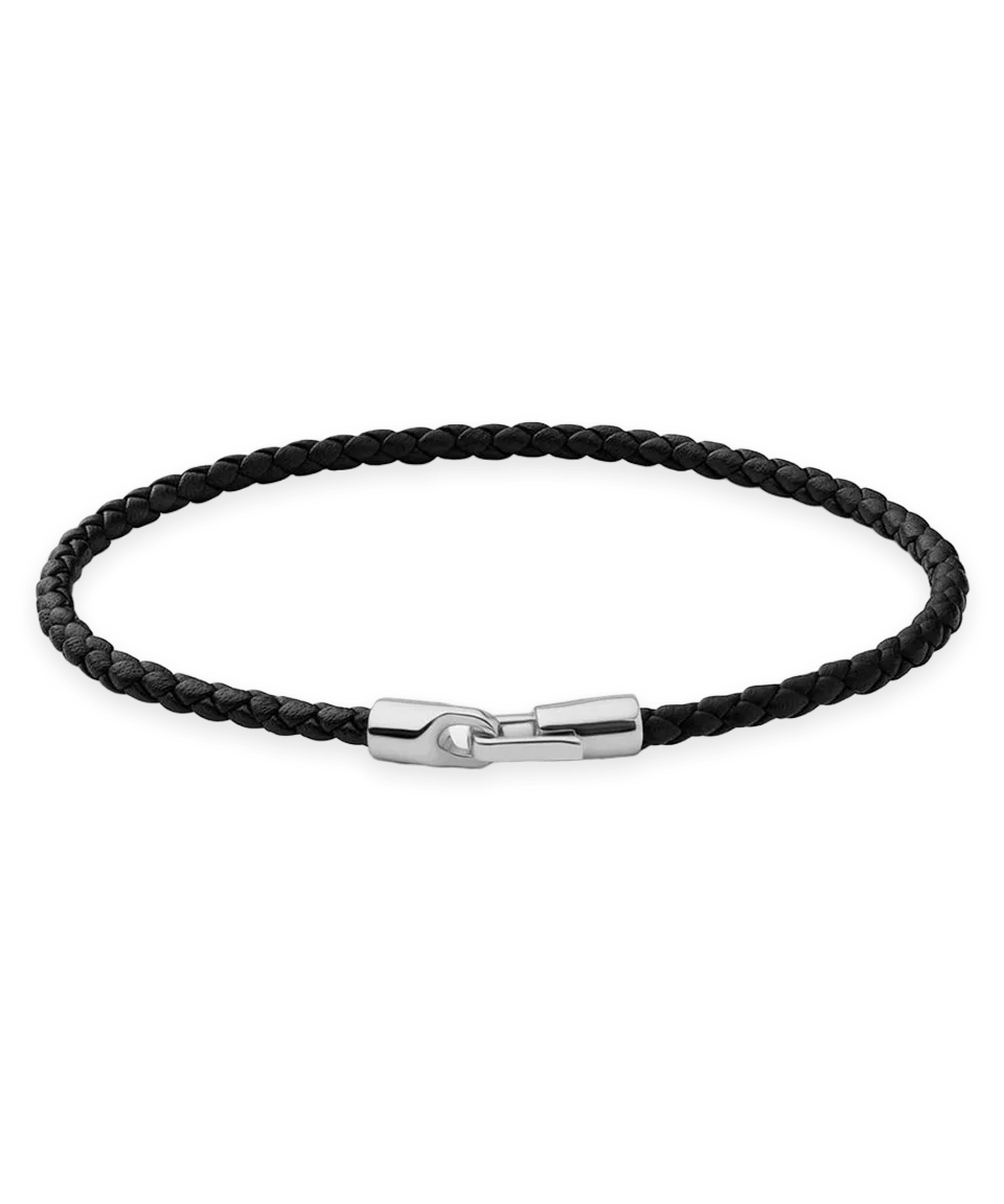 Miansai Miansai Sterling Silver Leather Cruz Bracelet