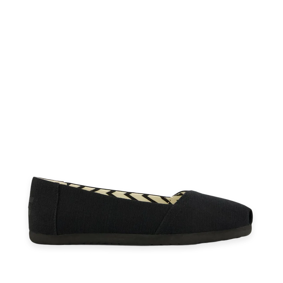 TOMS Womens Alpargata Ballet Flat All Black Heritage Canvas