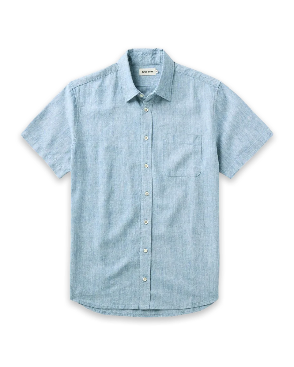 Taylor Stitch The Short Sleeve California in Sky Hemp
