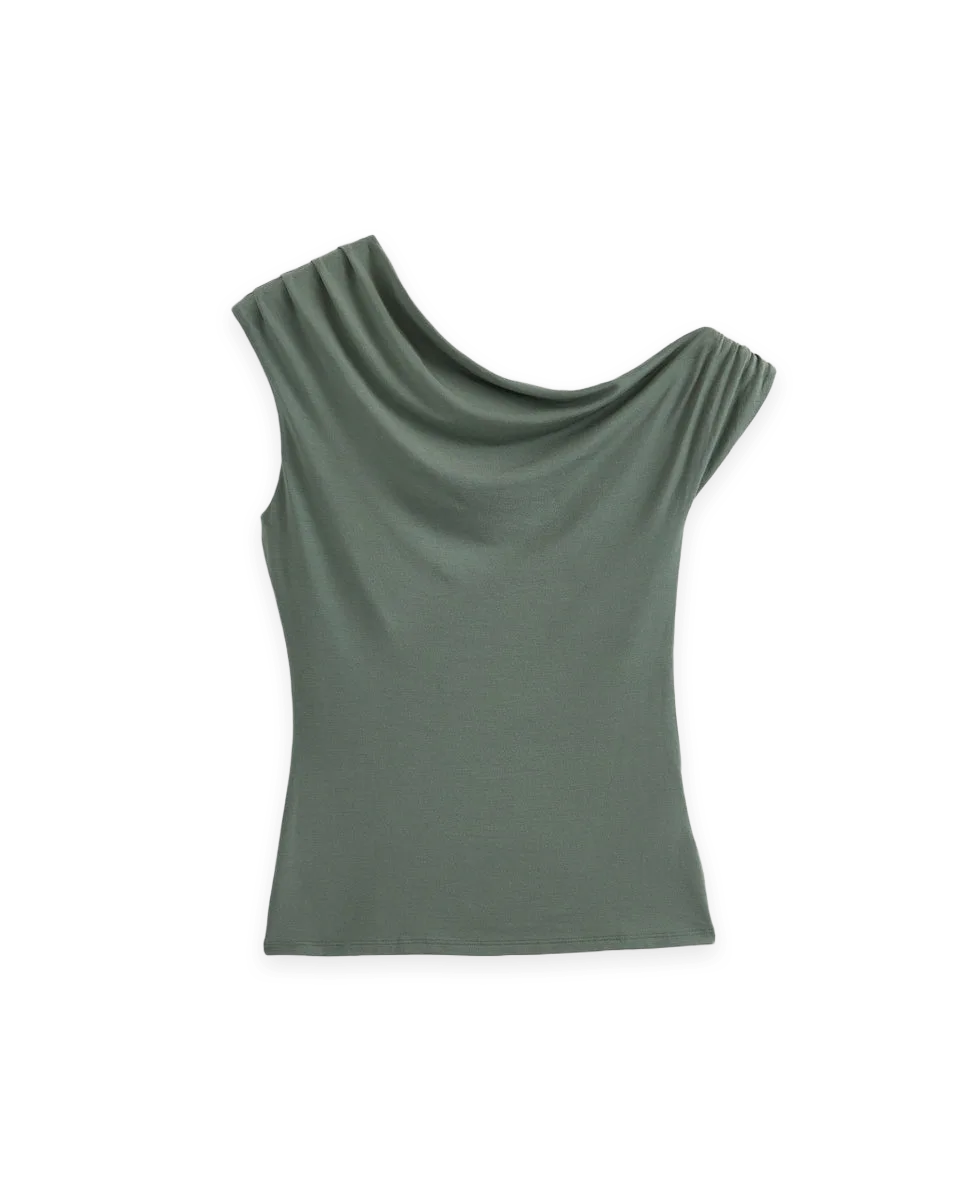 Everlane Drapey Jersey Off-The-Shoulder Top · Laurel Wreath