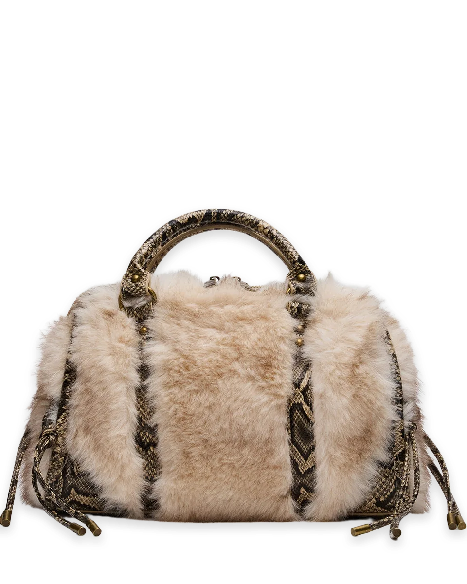 Steve Madden RIGGS FAUX FUR BAG NATURAL