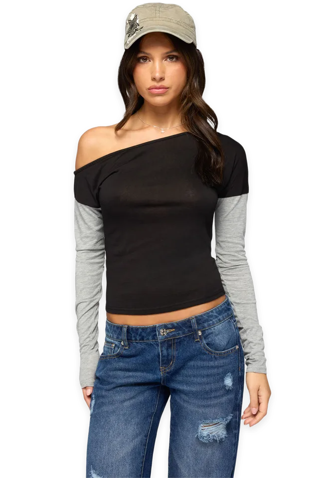 Edikted Maylee Off Shoulder Long Sleeve Top