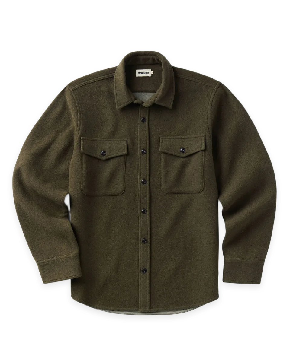 Taylor Stitch The Maritime Shirt Jacket in Heather Olive Wool