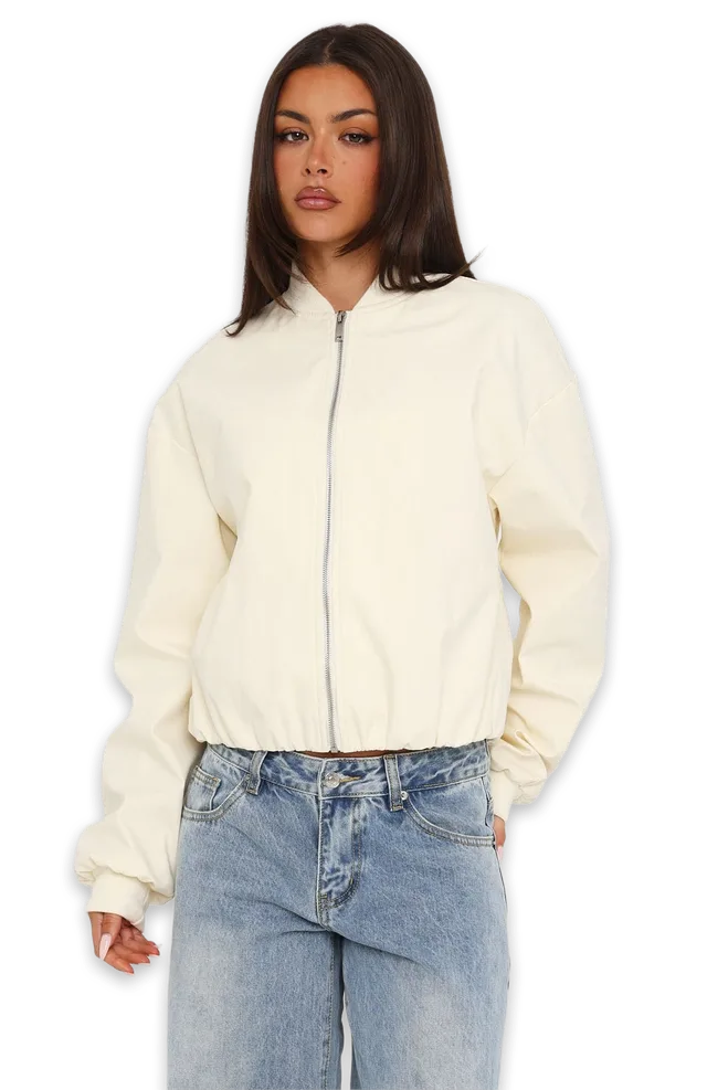 White Fox Thora Bomber Jacket Cream