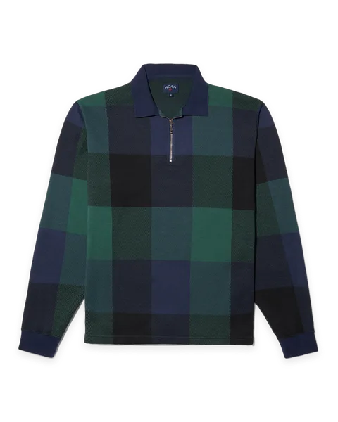 Noah Buffalo Plaid Zip Polo