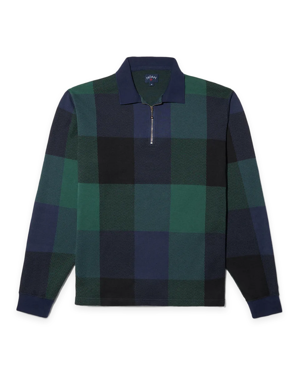 Noah Buffalo Plaid Zip Polo