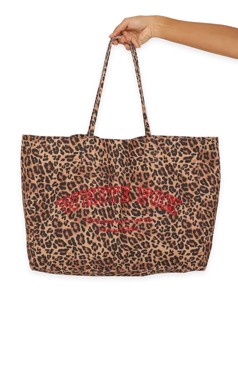 White Fox In Due Time Tote Bag Leopard