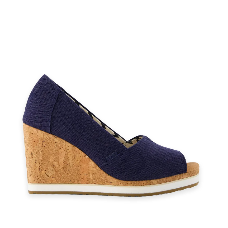 TOMS Womens Essential Wedge Navy Heritage Canvas