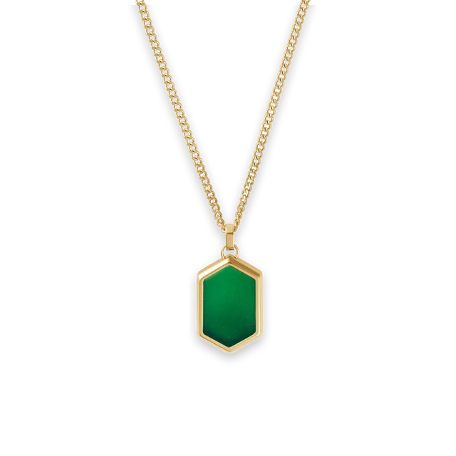 MVMT Hex Pendant Necklace Green Malachite