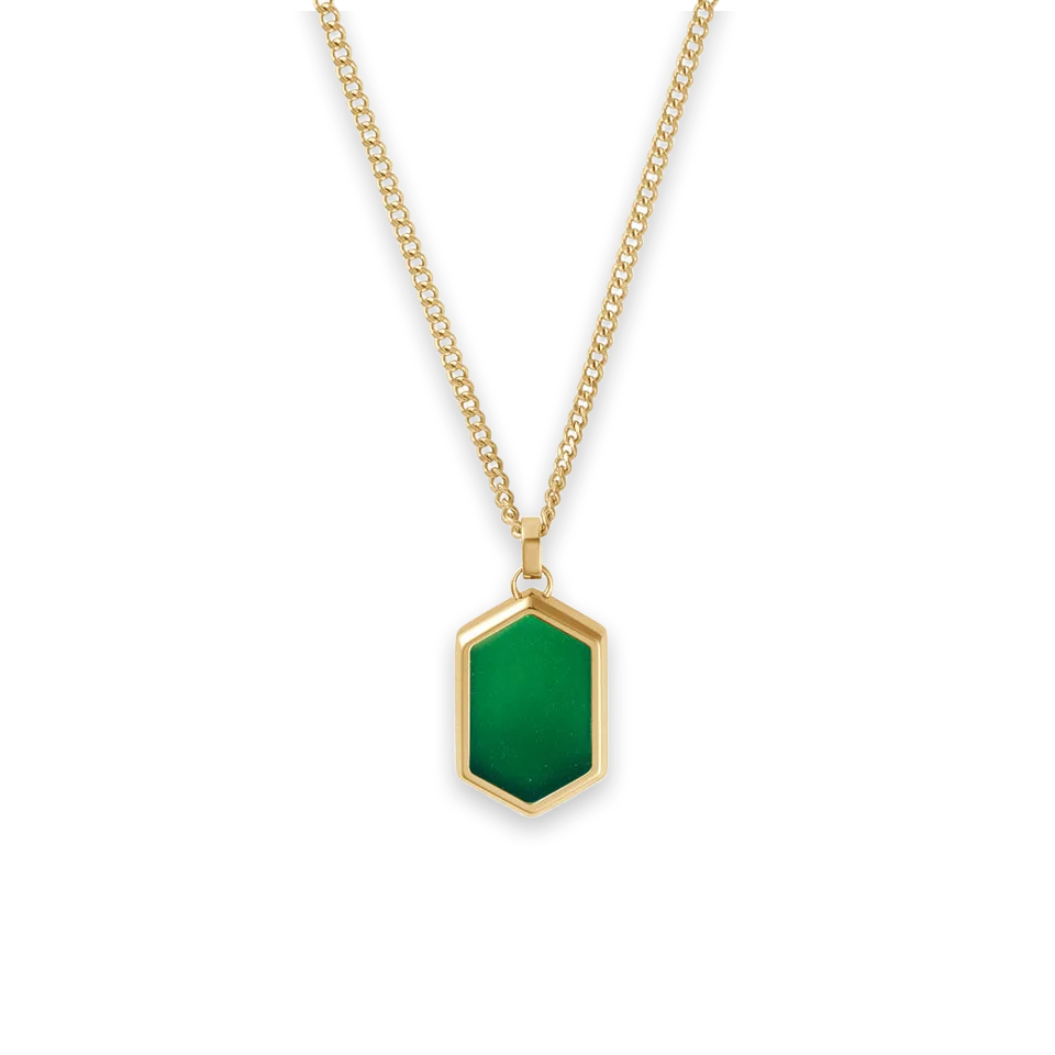 MVMT Hex Pendant Necklace Green Malachite