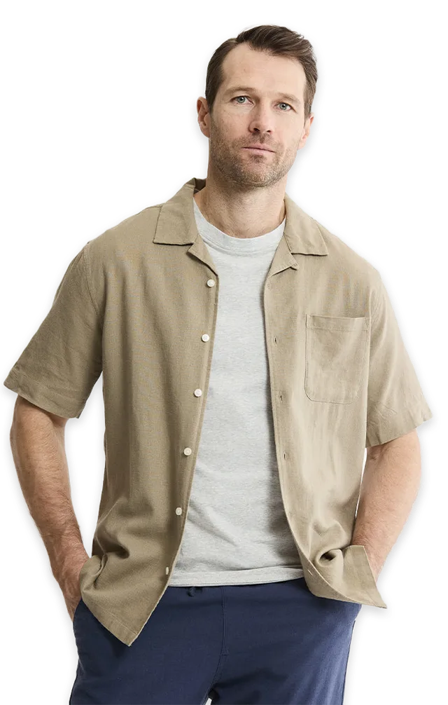 Jachs NY Linen Blend Short Sleeve Camp Shirt