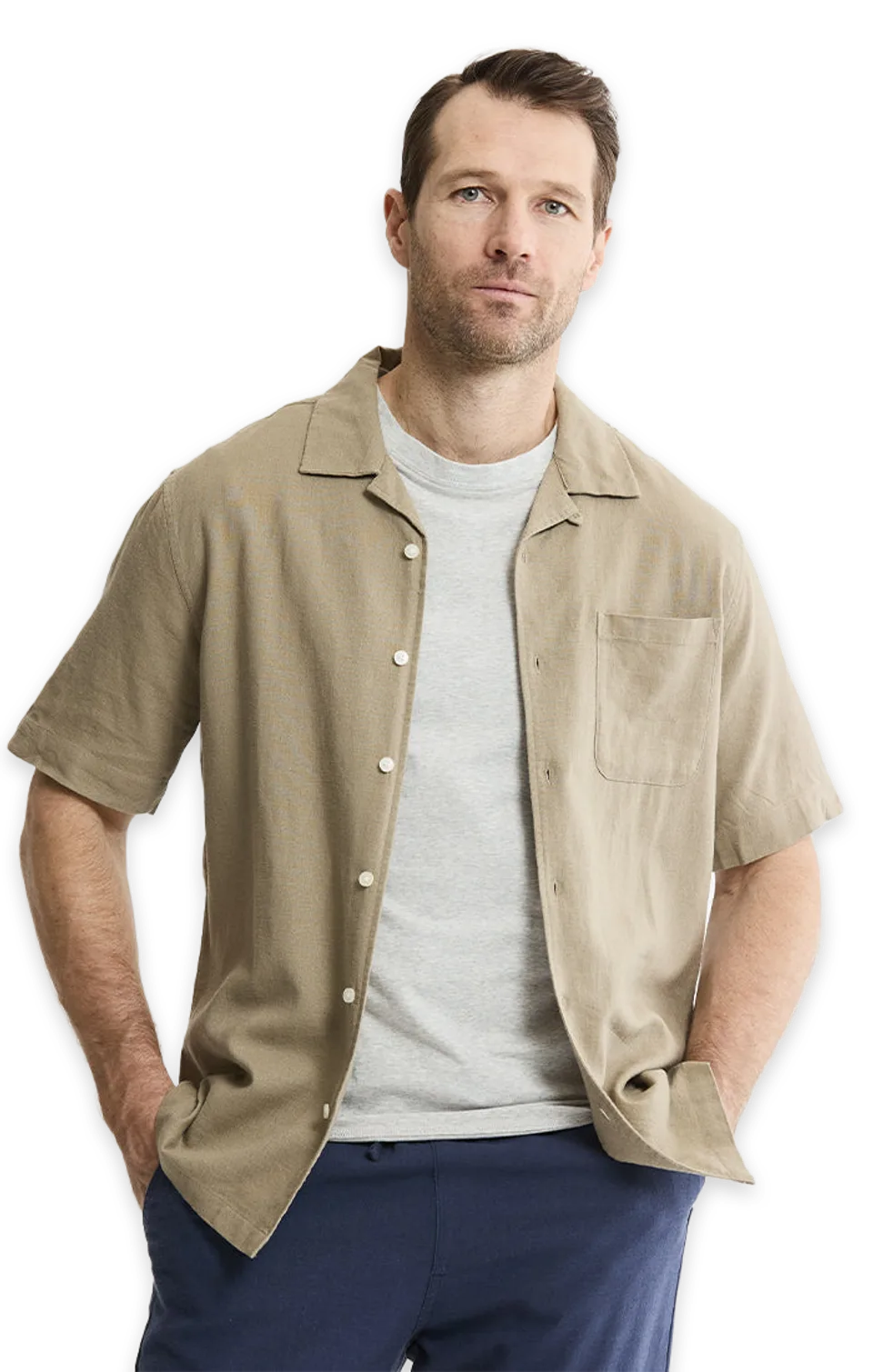 Jachs NY Linen Blend Short Sleeve Camp Shirt