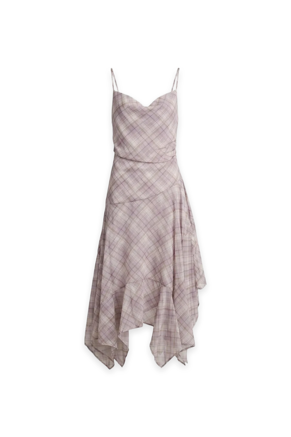 Oak + Fort PLAID RUCHED SLIP DRESS