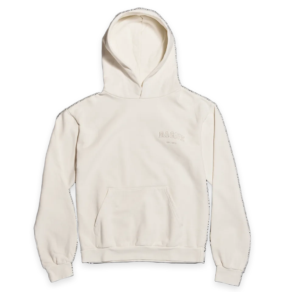 Dagne Dover Varsity Logo Hoodie in Moonbeam, 2X