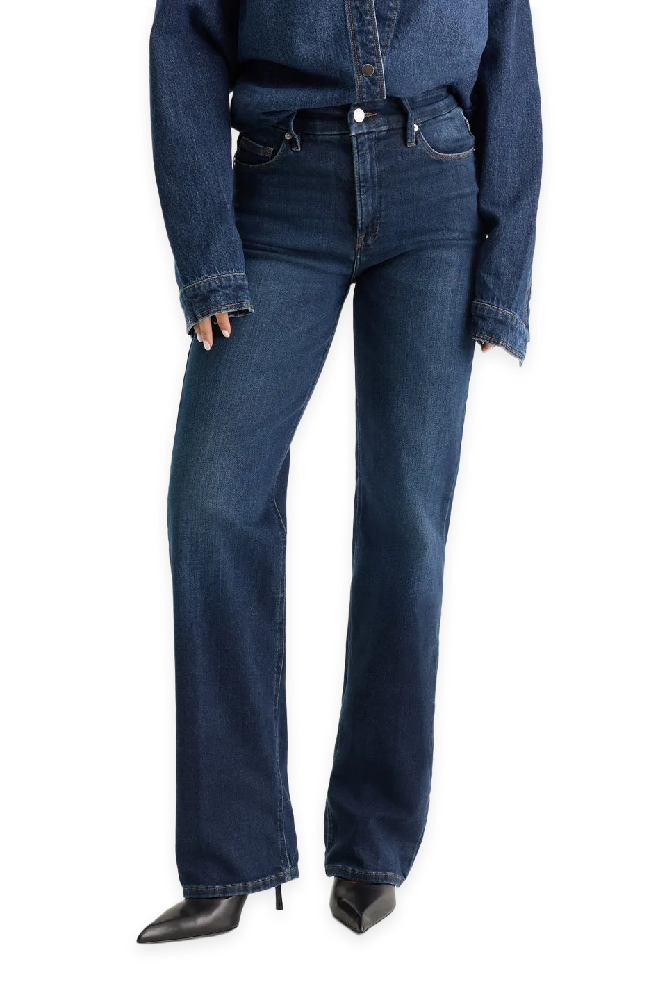 Good American SOFT TECH GOOD PETITE TRUE STRAIGHT JEANS