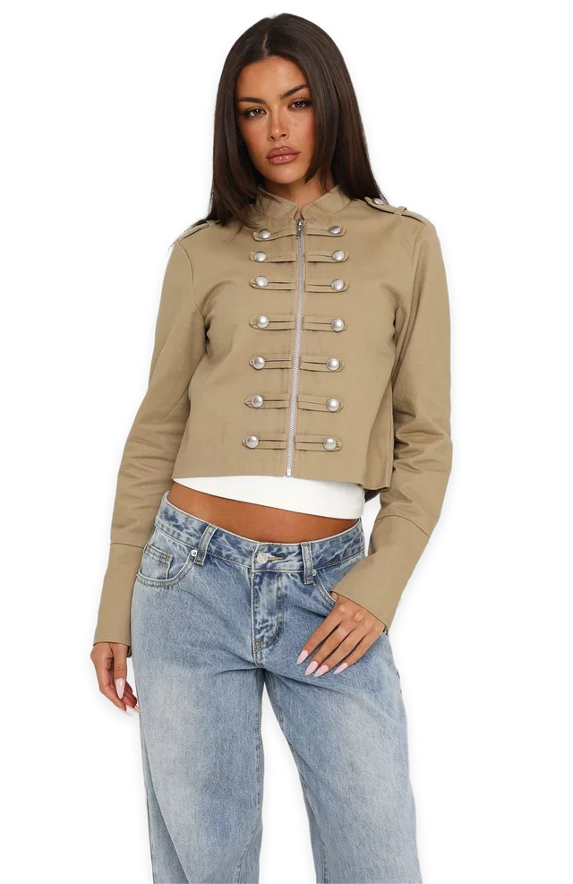 White Fox Vesper Military Jacket Tan