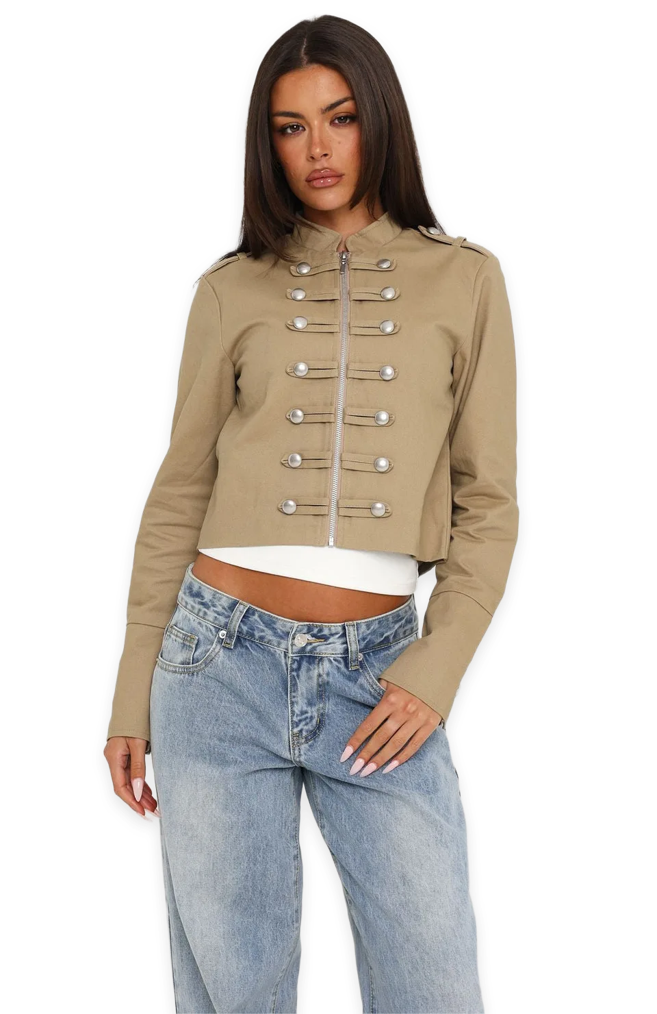 White Fox Vesper Military Jacket Tan, photo 3