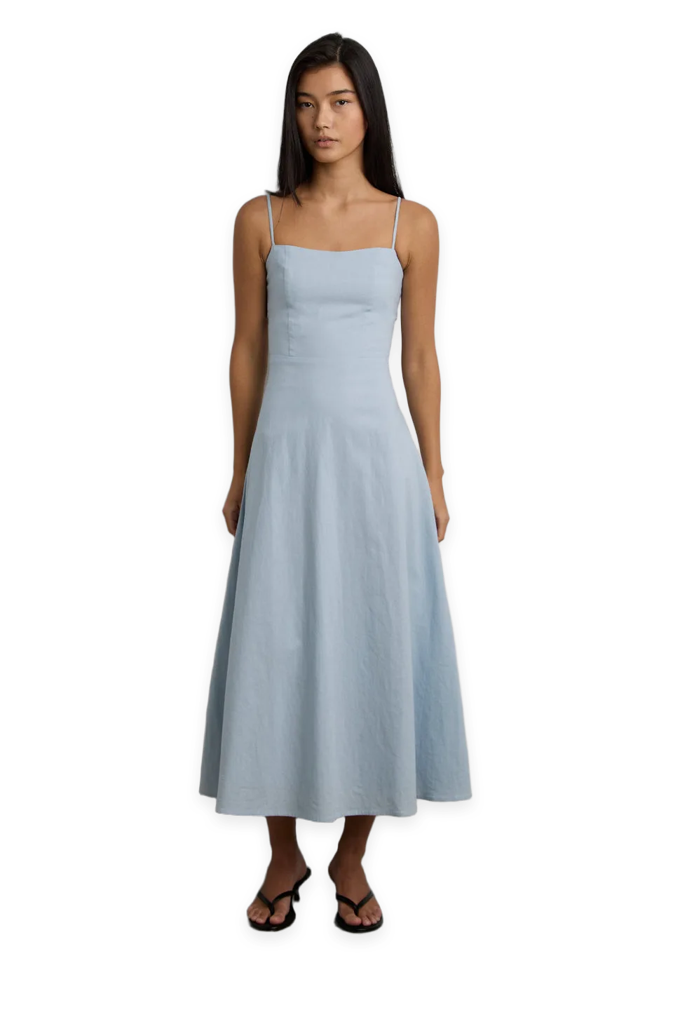Oak + Fort LINEN BLEND MIDI DRESS