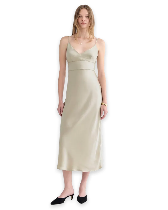 Everlane Bias Cut Slip Dress in Silk Charmeuse · Peyote