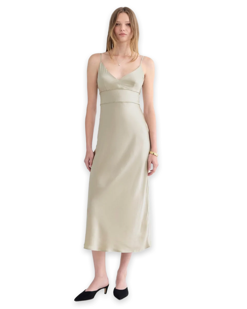 Everlane Bias Cut Slip Dress in Silk Charmeuse · Peyote