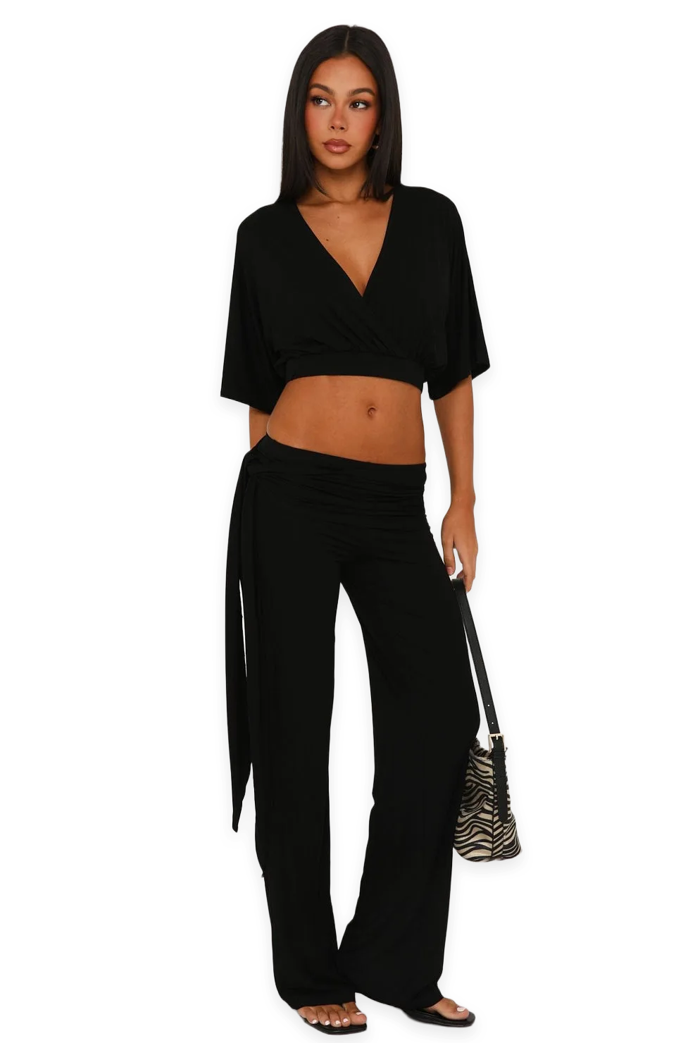 White Fox Love You Mean It Straight Leg Pants Black, photo 2