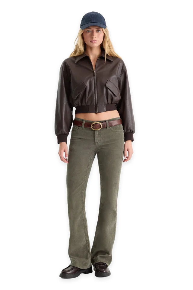 Good American VINTAGE LOW RISE BOOTCUT CORDUROY PANT · WASHED CYPRESS