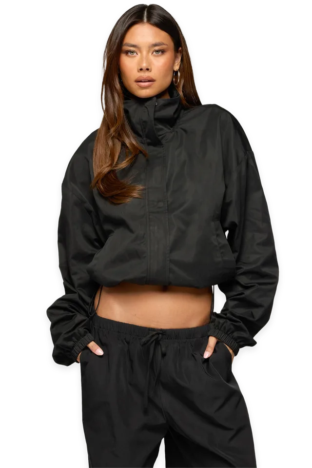 Edikted Corinne Nylon Oversized High Neck Jacket