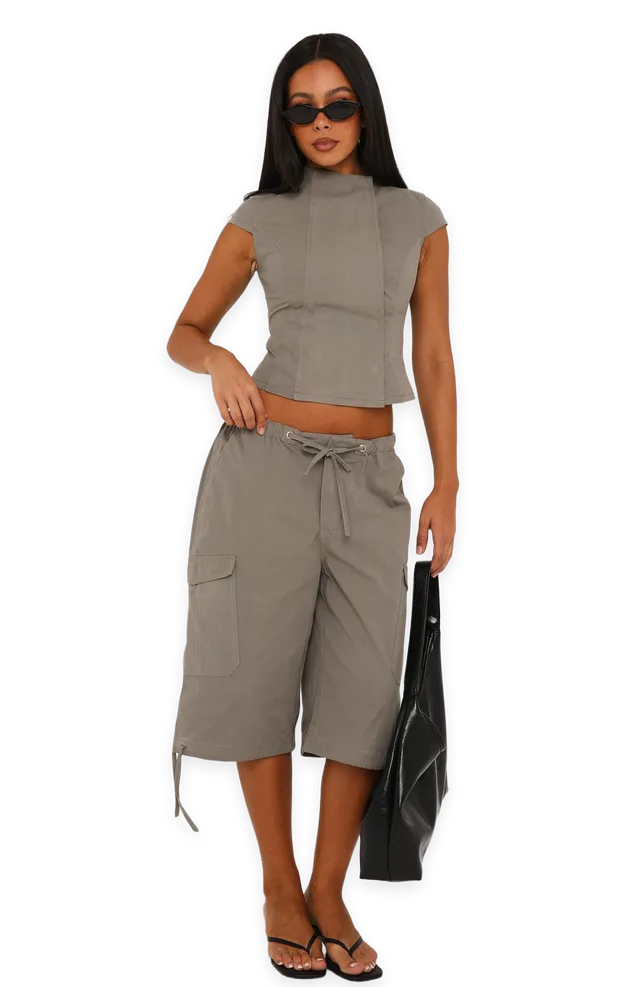 White Fox Just My Type Cargo Shorts Grey