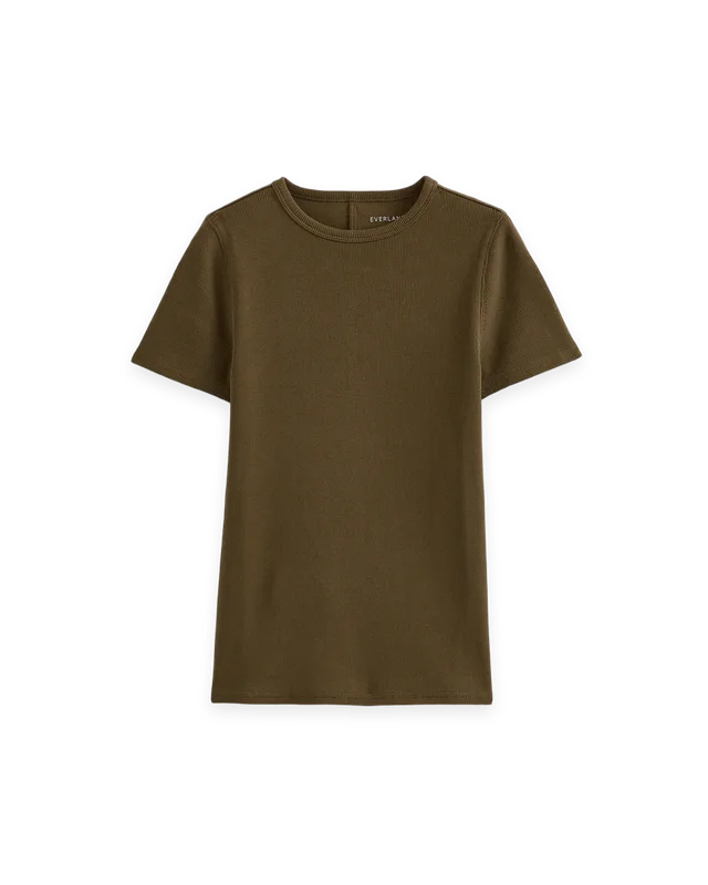Everlane Effortless Rib Short-Sleeve Crew · Beech