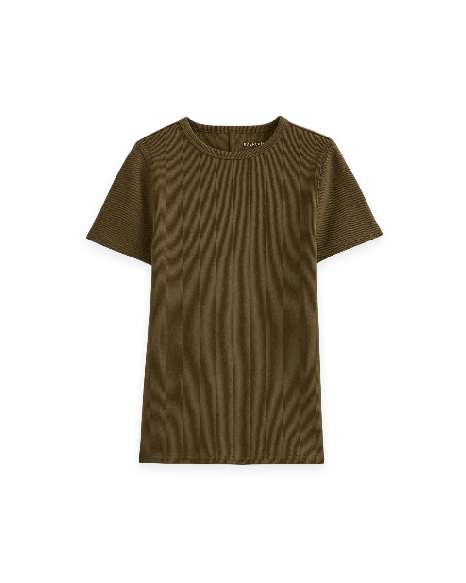 Everlane Effortless Rib Short-Sleeve Crew · Beech