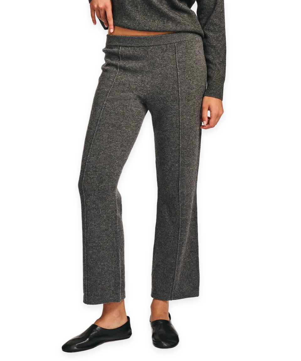 Naadam Signature Cashmere Cropped Pant with Pintucks