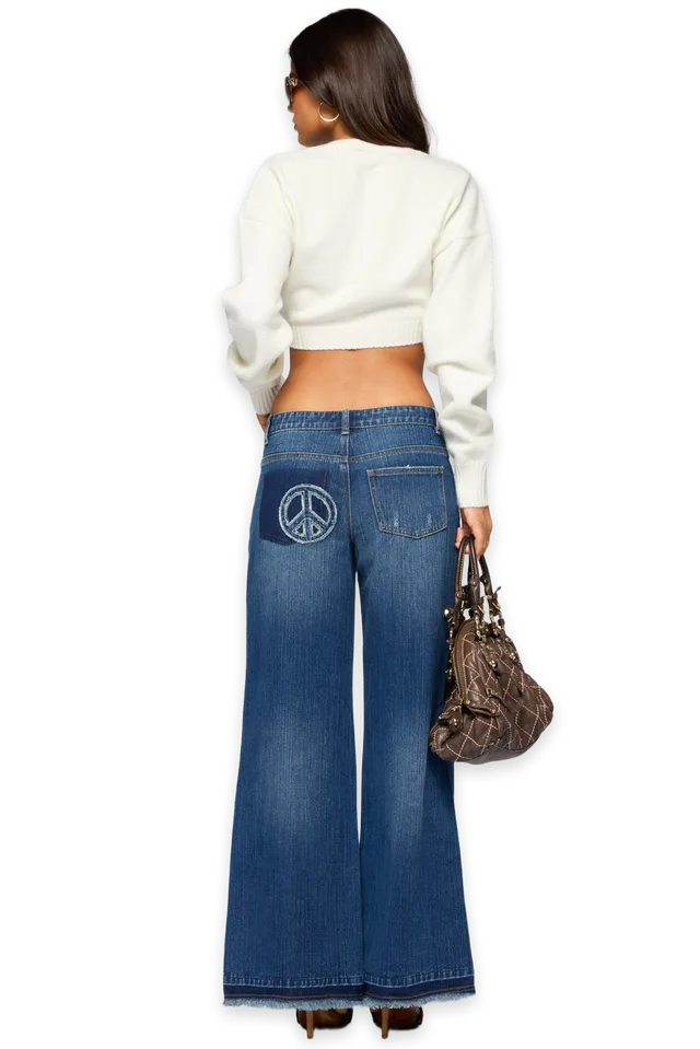 Edikted Sini Peace Low Rise Baggy Jeans