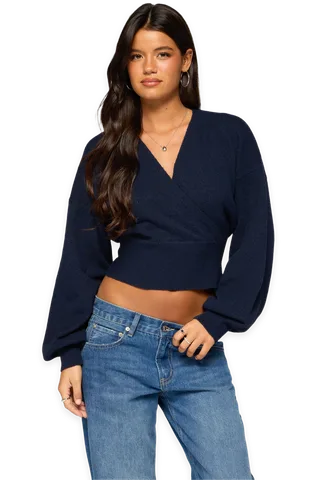 Edikted Lillia V Neck Wrap Sweater